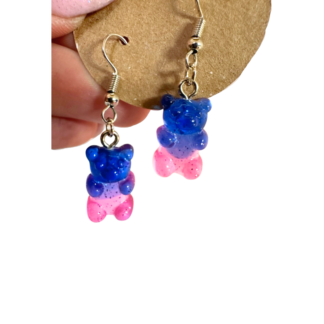 Two-tone Pink Blue Gummy Bear Earrings