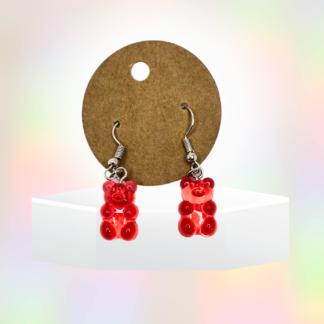 red gummy bear earrings