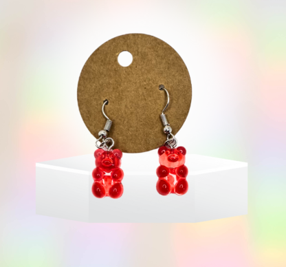 red gummy bear earrings