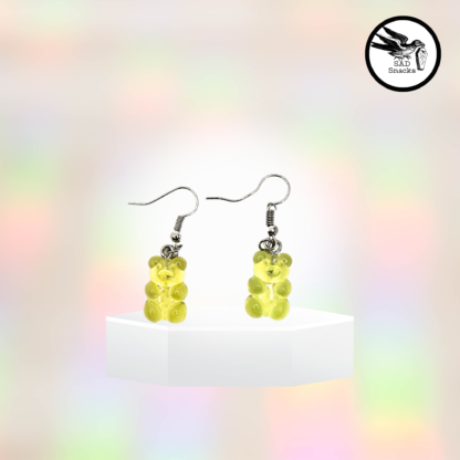 clear yellow gummy bear earrings