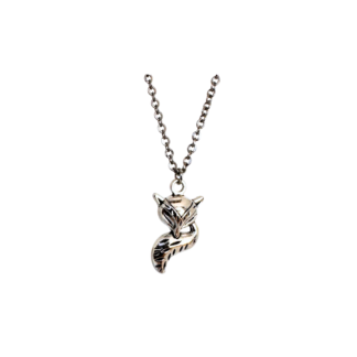 cute small silver fox charm necklace