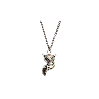 cute small silver fox charm necklace