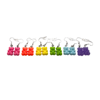 rainbow gummy bear six bear set earrings