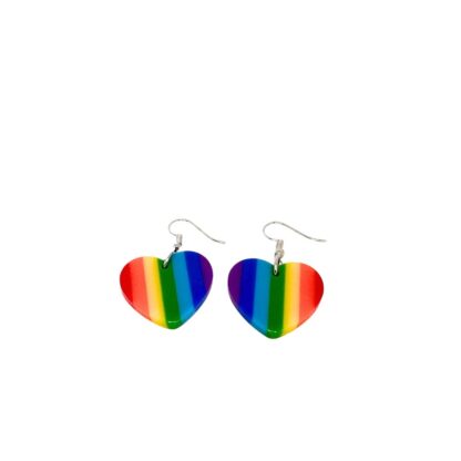 rainbow heart pride earrings