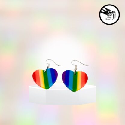 rainbow heart pride earrings