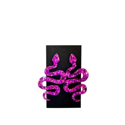 Pink sparkle snake earrings