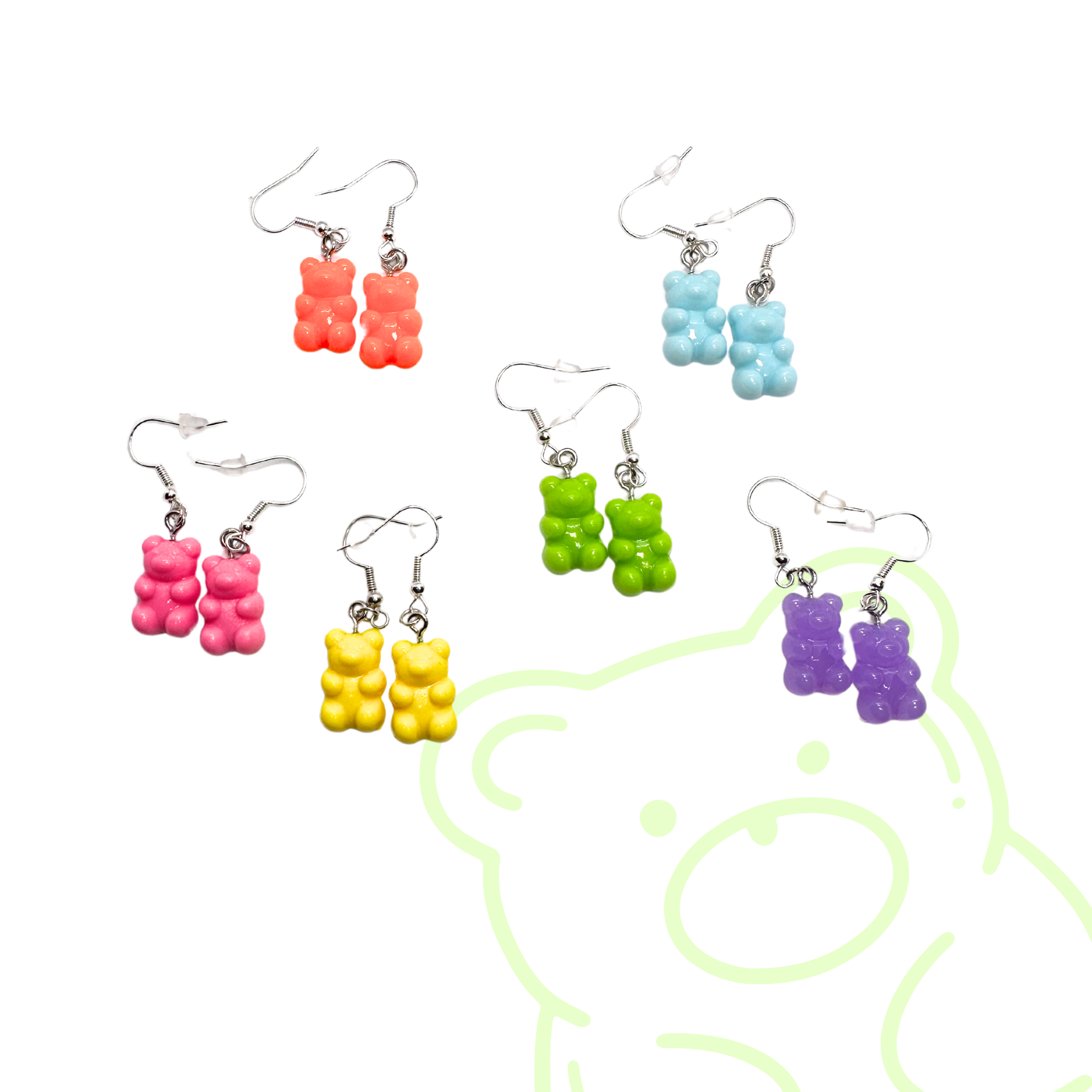 rainbow gummy bear earring set