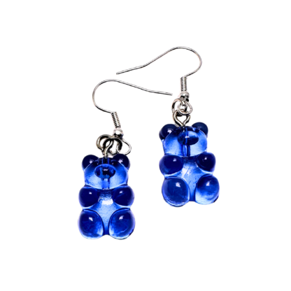 clear blue gummy bear earring