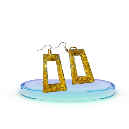 Golden Glitter Resin Drop Earrings