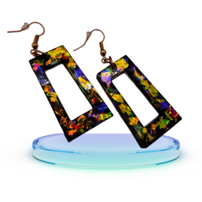 Multi sparkle resin rectangle glitter earrings