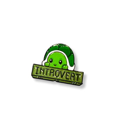 Shy turtle introvert pin