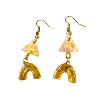 gold triangle rainbow earrings