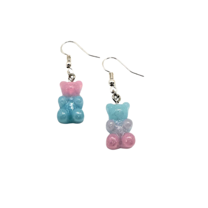 Light Pink and Blue gummy bear earrings