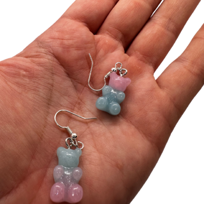 Light Pink and Blue gummy bear earrings