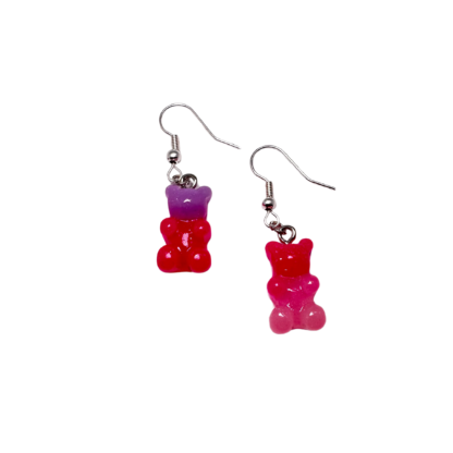 Pink and purple gummy bear earrings