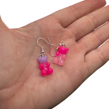 Pink and purple gummy bear earrings