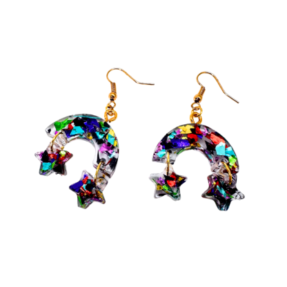 Rainbow stars confetti sparkle earrings