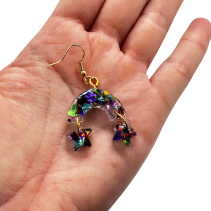 Rainbow stars confetti sparkle earrings