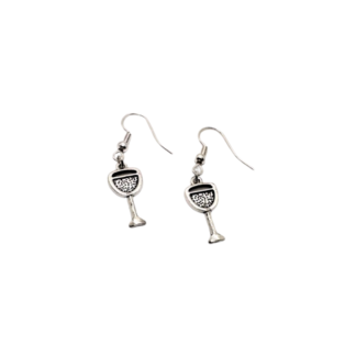 small silver wine glass earrings