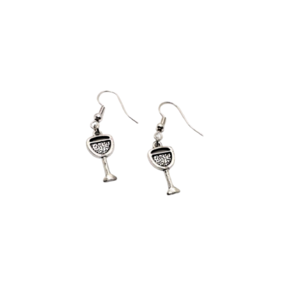 small silver wine glass earrings